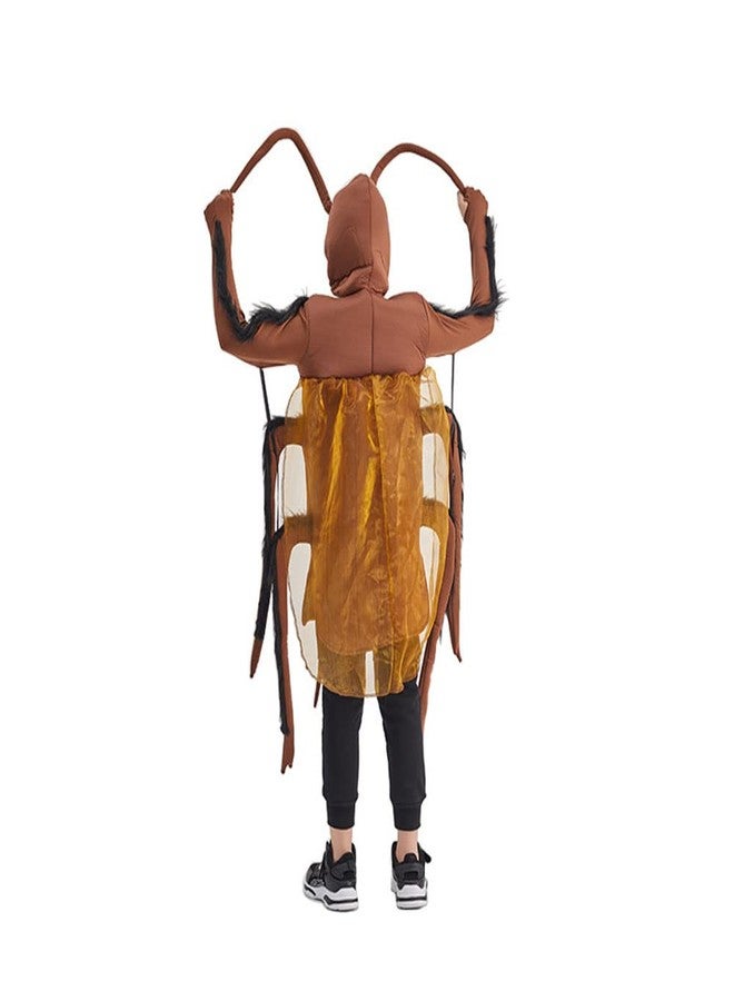 STIOEDYUAN Kids Cockroach Costume for Boys Girls Halloween Costume One Piece Outfit Funny Gag Gift Zipper Hood Novelty (Brown, One Size) - Image 2